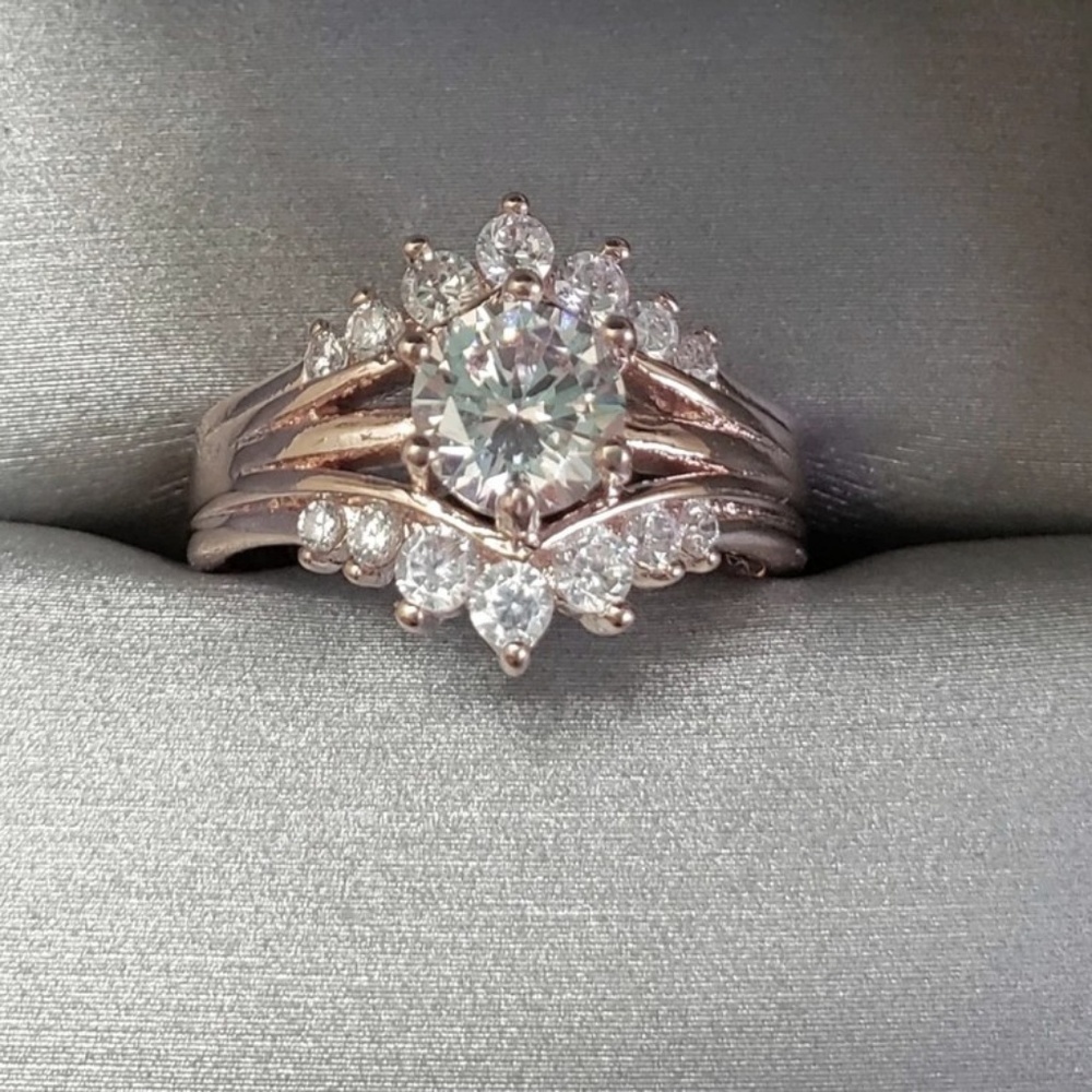 Rose Gold Triple Band Ring - Size 8